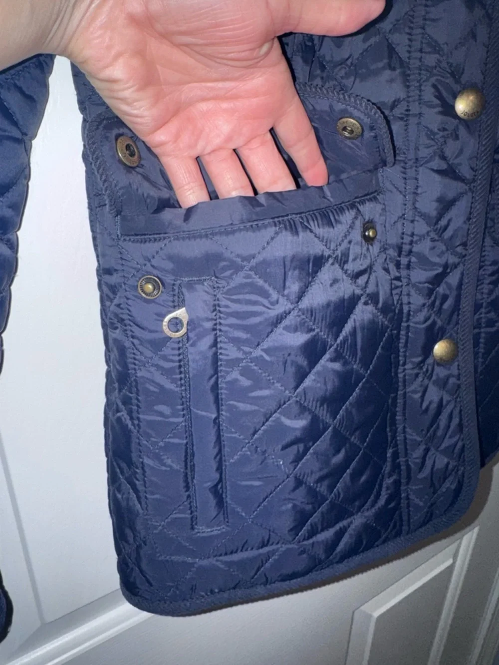 Joules Navy Blue Quilted Jacket with Gold Hardware - Picture 6 of 12